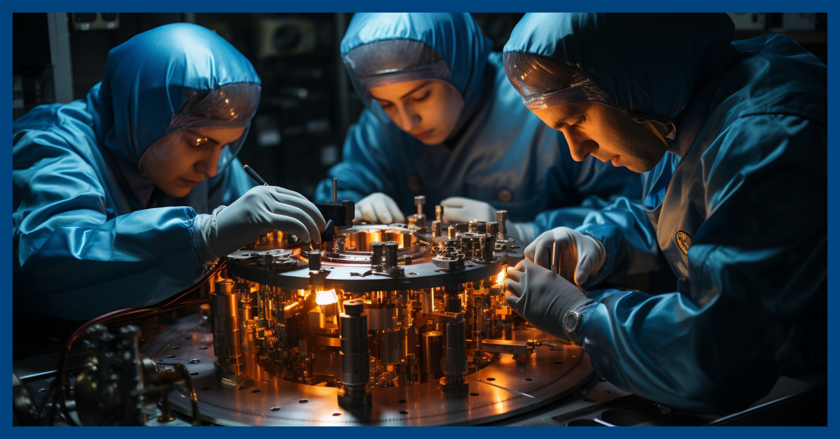 Engineers working on advanced nuclear technology components, highlighting Nuclear Growth Strategies in the industry.